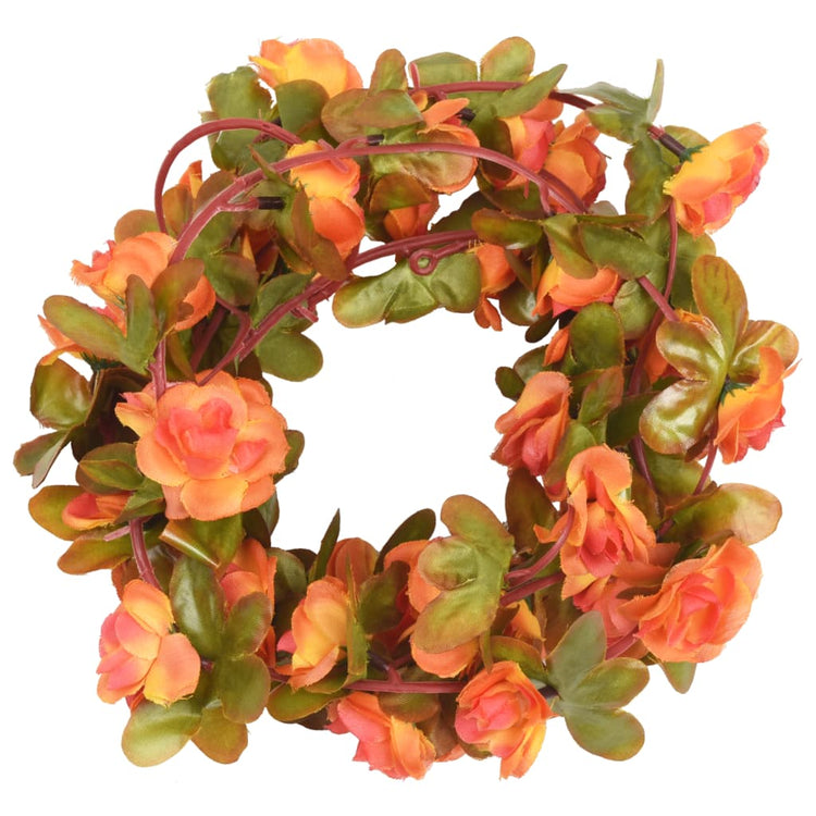Vidaxl Weihnachtsgirlanden mit Blumen 6 St 250 cm Orange