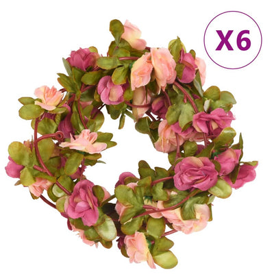 Vidaxl Weihnachtsgirlanden mit Blumen 6 ST 250 cm Pink -Red
