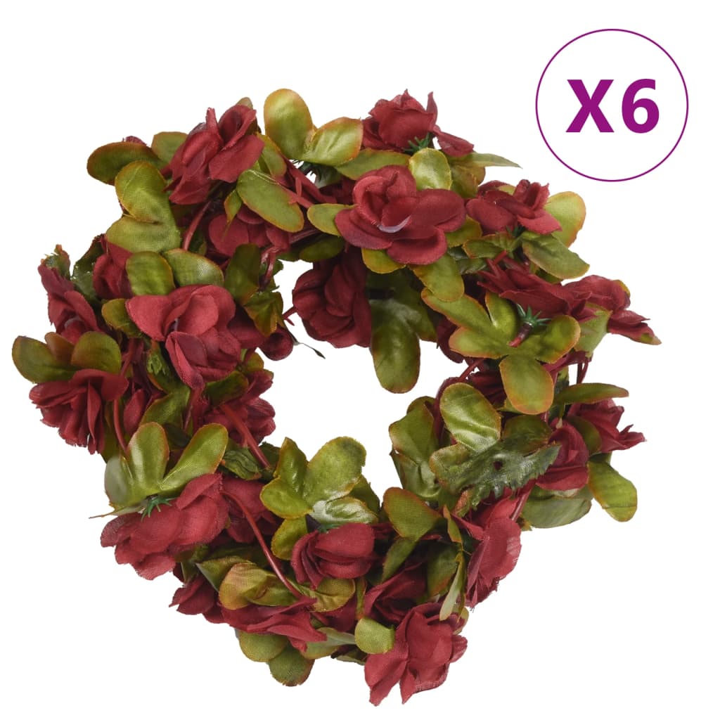Vidaxl Weihnachtsgirlanden mit Blumen 6 St 250 cm Wein Rot