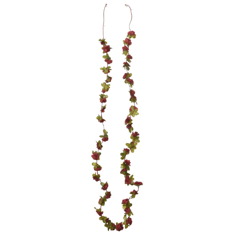Vidaxl Weihnachtsgirlanden mit Blumen 6 St 250 cm Wein Rot