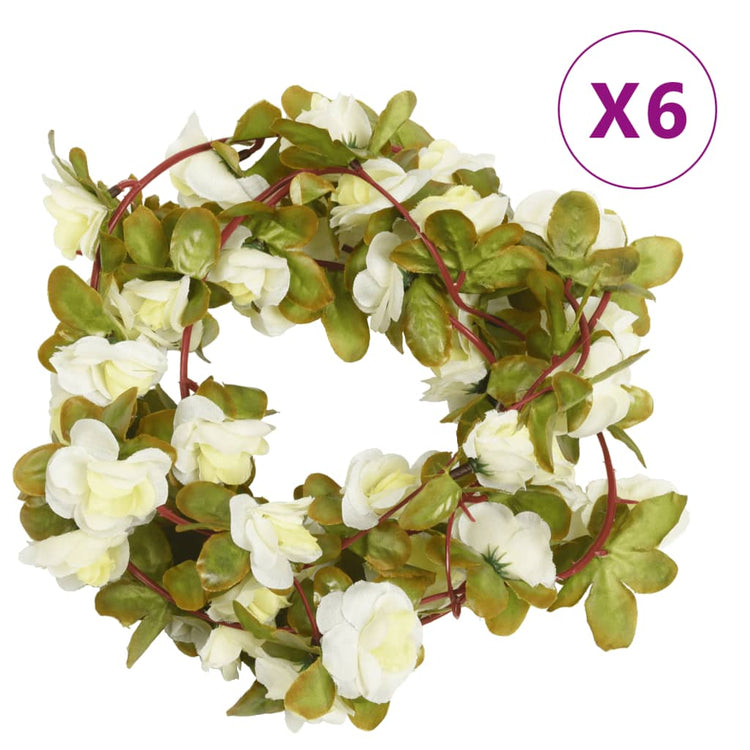 Vidaxl Weihnachtsgirlanden mit Blumen 6 St 250 cm Weiß
