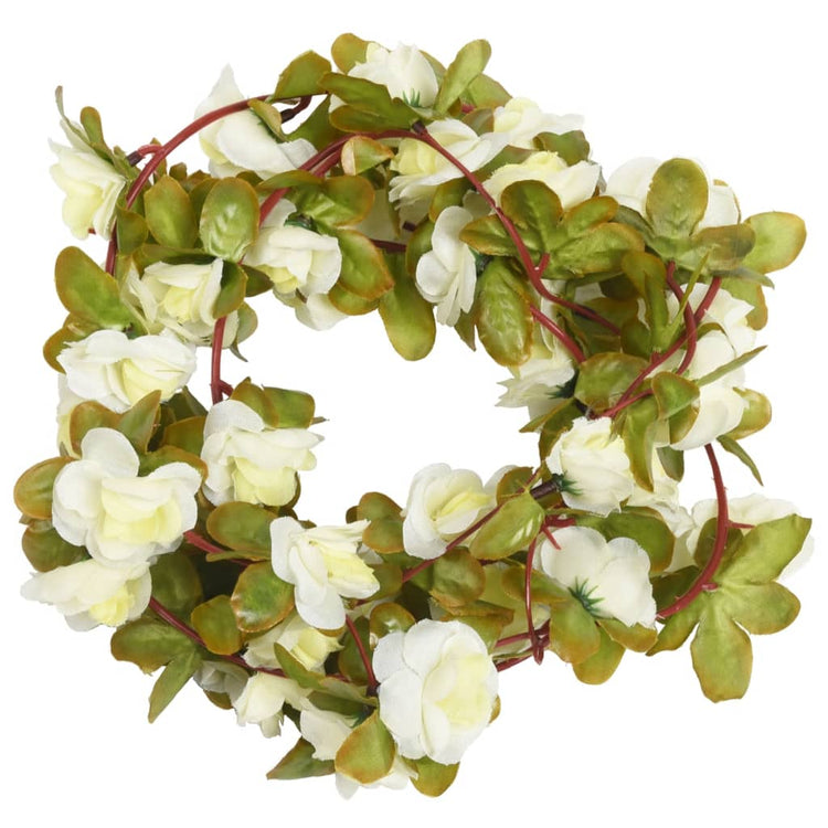 Vidaxl Weihnachtsgirlanden mit Blumen 6 St 250 cm Weiß