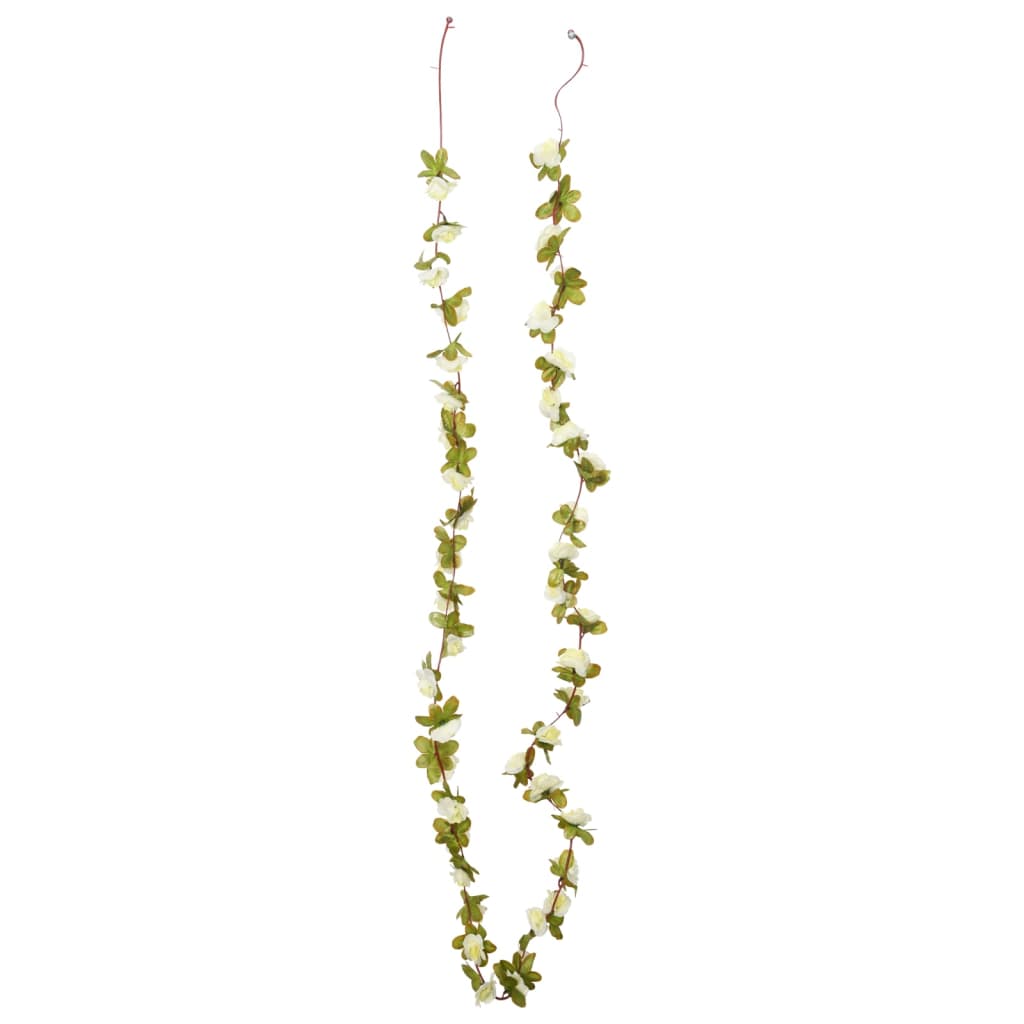Vidaxl Weihnachtsgirlanden mit Blumen 6 St 250 cm Weiß