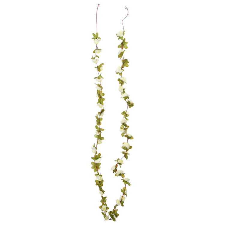 Vidaxl Weihnachtsgirlanden mit Blumen 6 St 250 cm Weiß