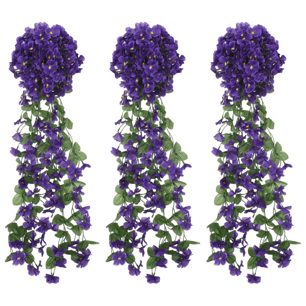 Vidaxl Weihnachtsgirlanden mit Blumen 3 ST 85 cm dunkelviolett