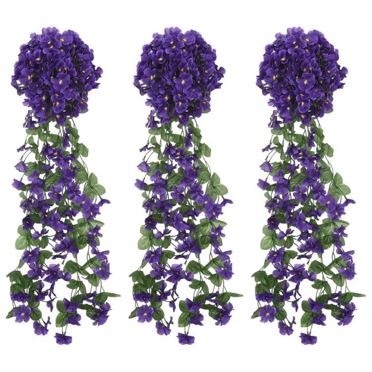 Vidaxl Weihnachtsgirlanden mit Blumen 3 ST 85 cm dunkelviolett