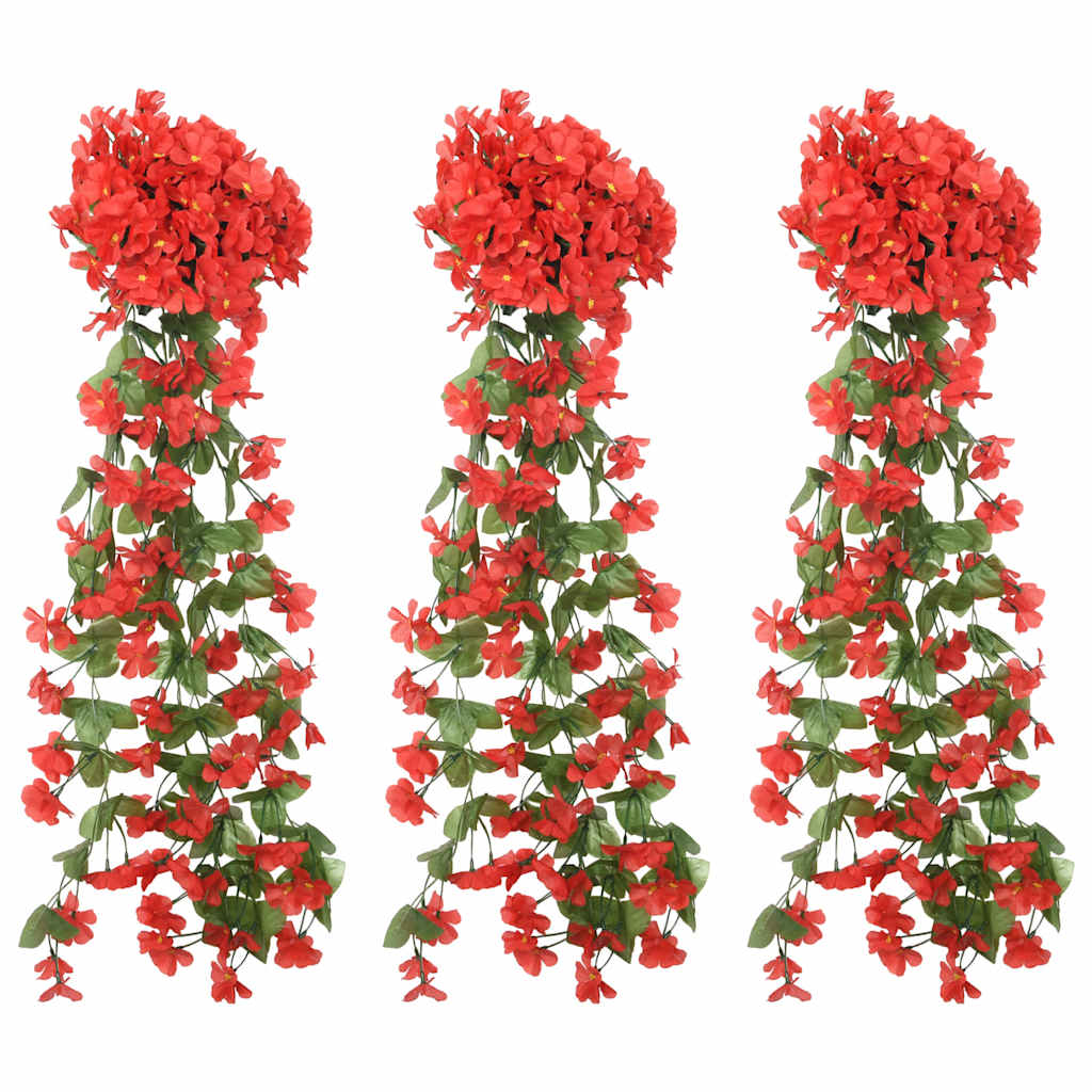 Vidaxl Weihnachtsgirlanden mit Blumen 3 St 85 cm Rot