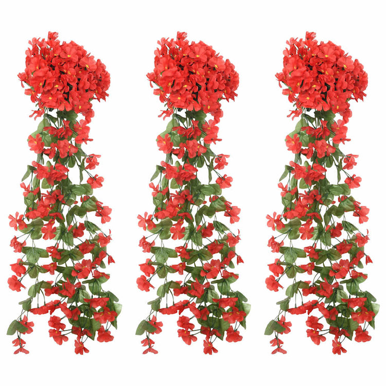 Vidaxl Weihnachtsgirlanden mit Blumen 3 St 85 cm Rot
