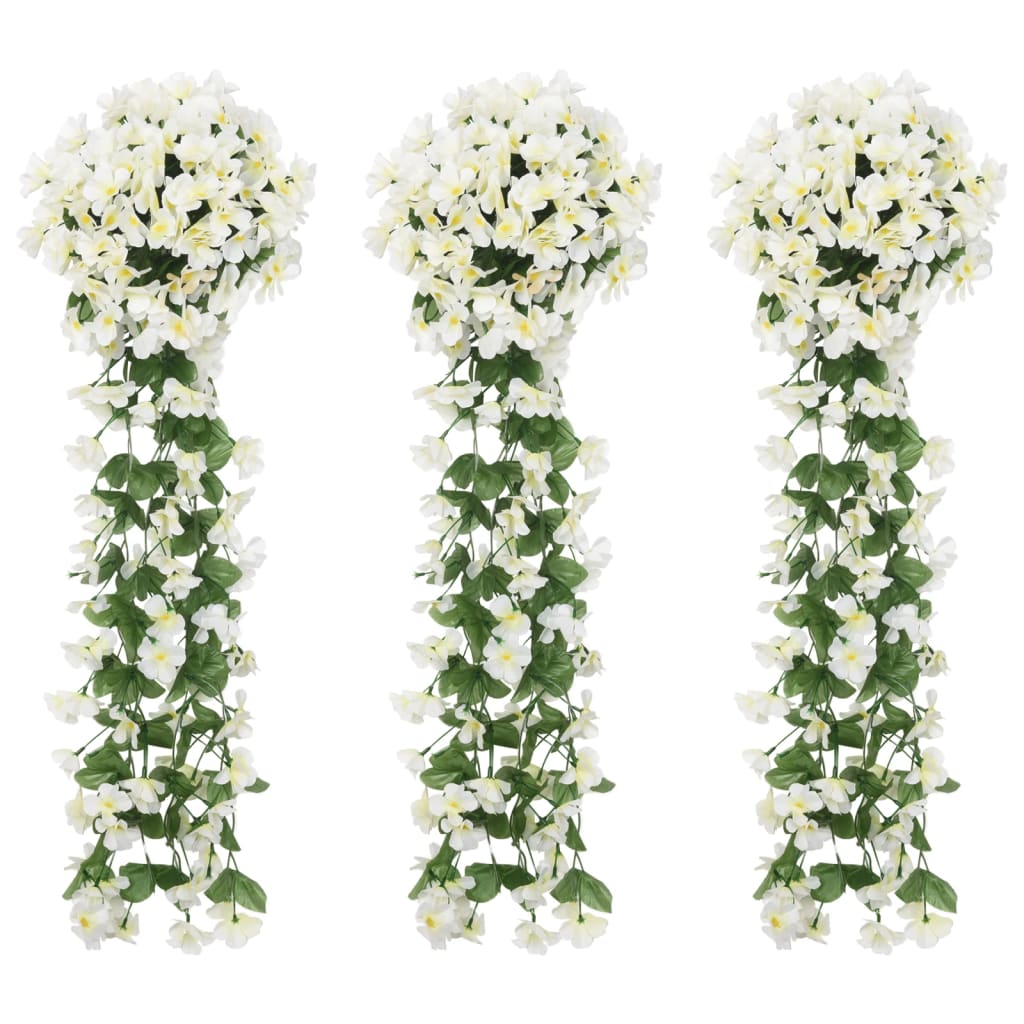 Vidaxl Weihnachtsgirlanden mit Blumen 3 St 85 cm Weiß