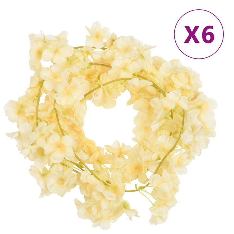 Vidaxl Weihnachtsgirlanden mit Blumen 6 PCs 180 cm Champagnerfarbe