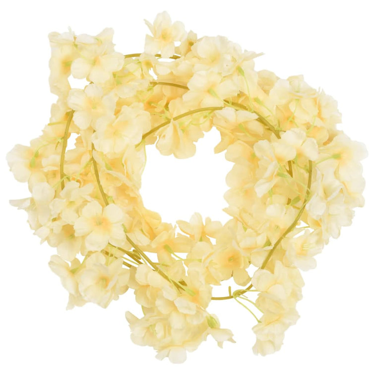 Vidaxl Weihnachtsgirlanden mit Blumen 6 PCs 180 cm Champagnerfarbe