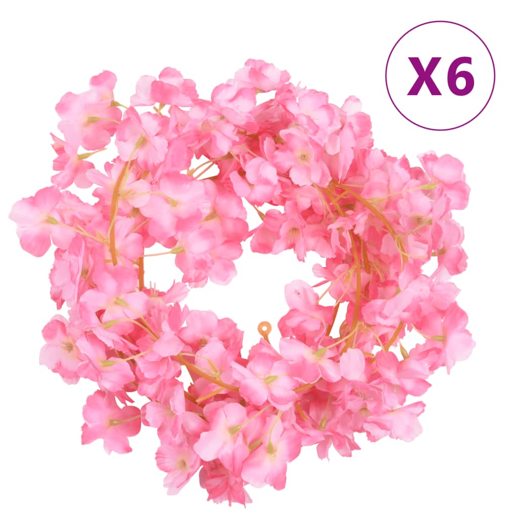 Vidaxl Weihnachtsgirlanden mit Blumen 6 St 180 cm dunkelrosa