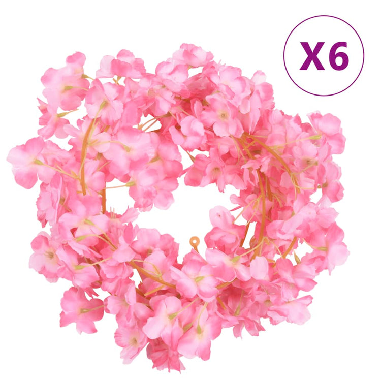 Vidaxl Weihnachtsgirlanden mit Blumen 6 St 180 cm dunkelrosa