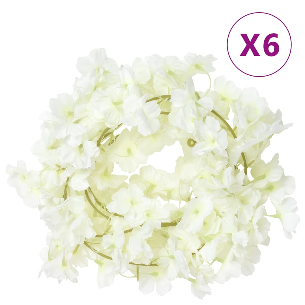 Vidaxl Weihnachtsgirlanden mit Blumen 6 St 180 cm Weiß