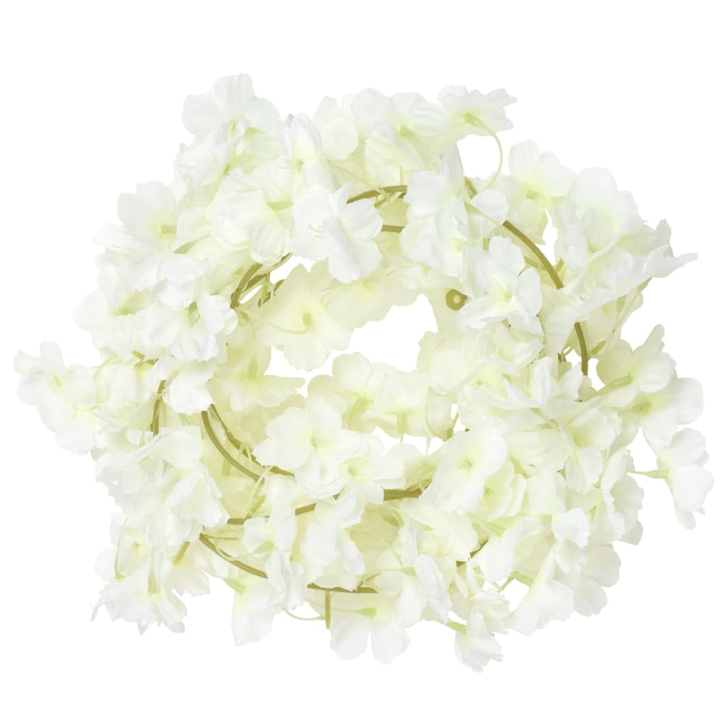Vidaxl Weihnachtsgirlanden mit Blumen 6 St 180 cm Weiß