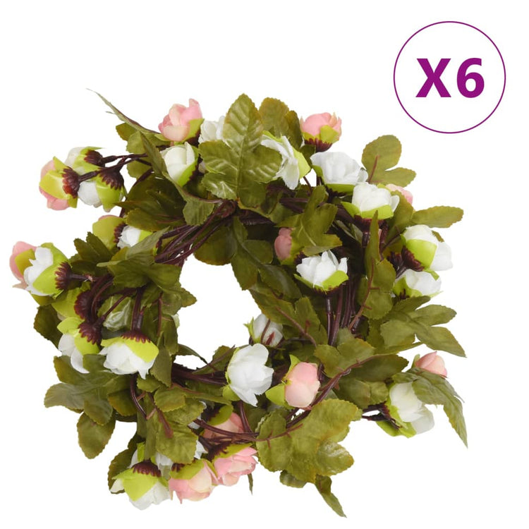Vidaxl Weihnachtsgirlanden mit Blumen 6 St 215 cm Champagnerfarbe