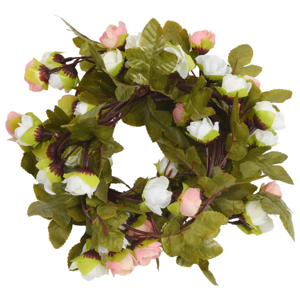 Vidaxl Weihnachtsgirlanden mit Blumen 6 St 215 cm Champagnerfarbe