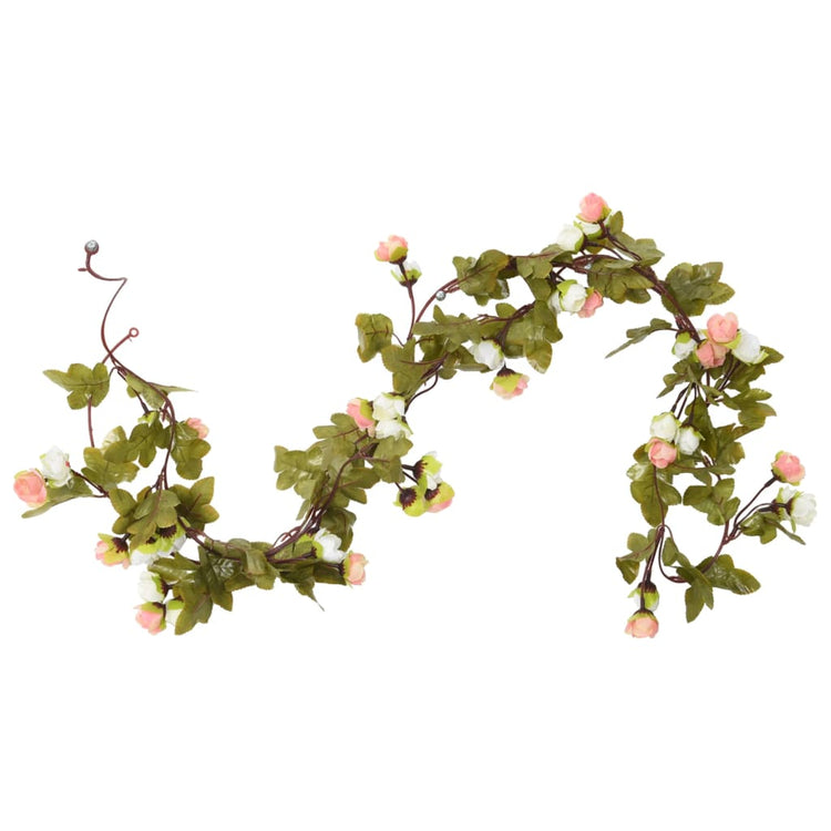 Vidaxl Weihnachtsgirlanden mit Blumen 6 St 215 cm Champagnerfarbe