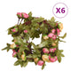 Vidaxl Weihnachtsgirlanden mit Blumen 6 St 215 cm Pink