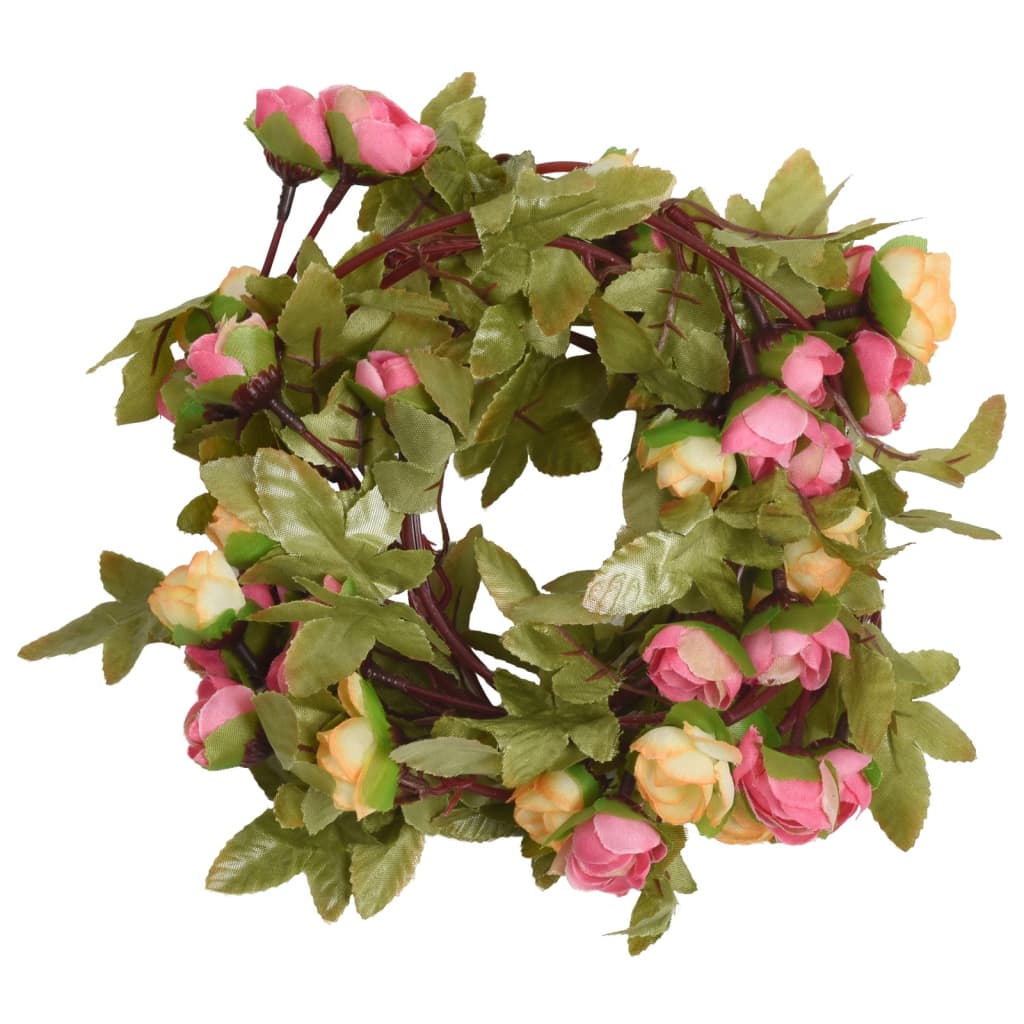 Vidaxl Weihnachtsgirlanden mit Blumen 6 St 215 cm Pink