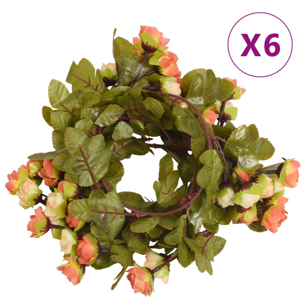 Vidaxl Weihnachtsgirlanden mit Blumen 6 St 215 cm Sonnenaufgang rot