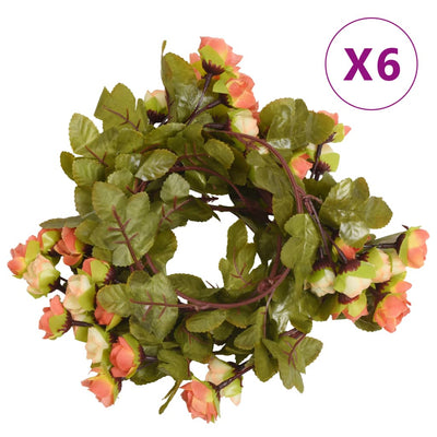 Vidaxl Weihnachtsgirlanden mit Blumen 6 St 215 cm Sonnenaufgang rot