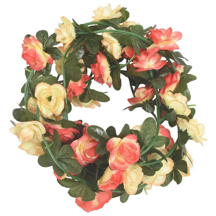 Vidaxl Weihnachtsgirlanden mit Blumen 6 St 240 cm Rosé und Champagnerfarbe