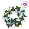 Vidaxl Weihnachtsgirlanden mit Blumen 6 St 240 cm Blau und Weiß