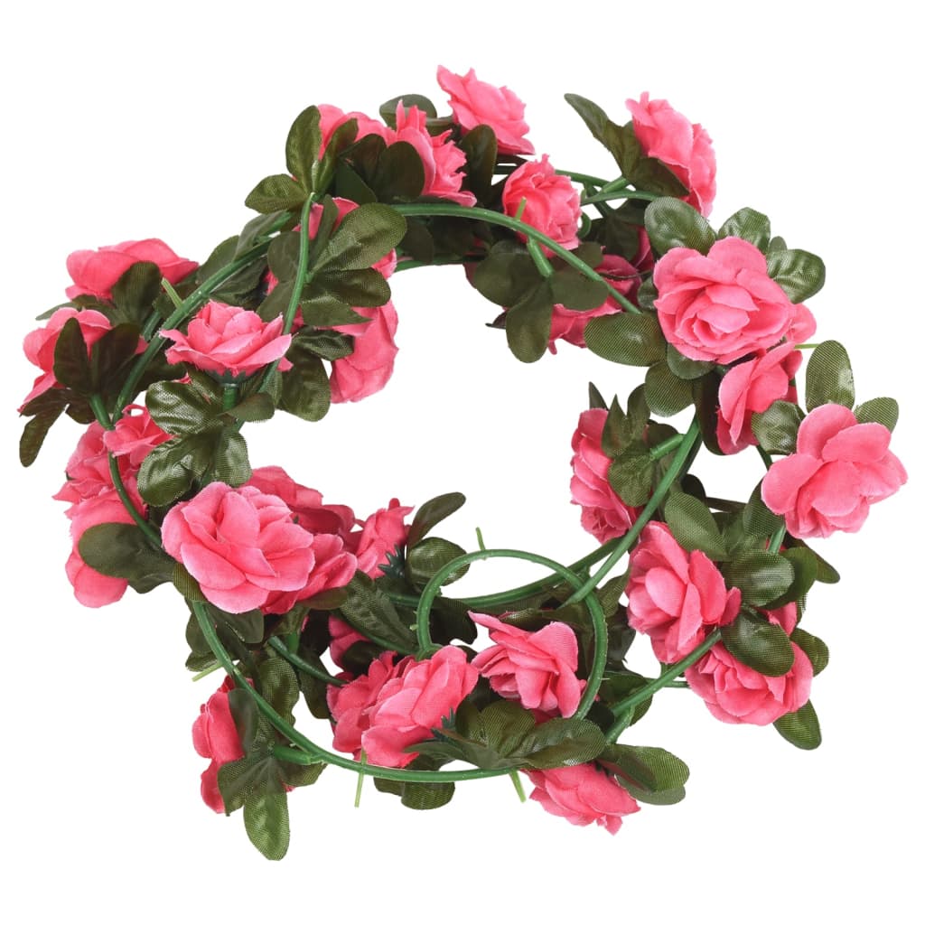 Vidaxl Weihnachtsgirlanden mit Blumen 6 St 240 cm Rotrosa