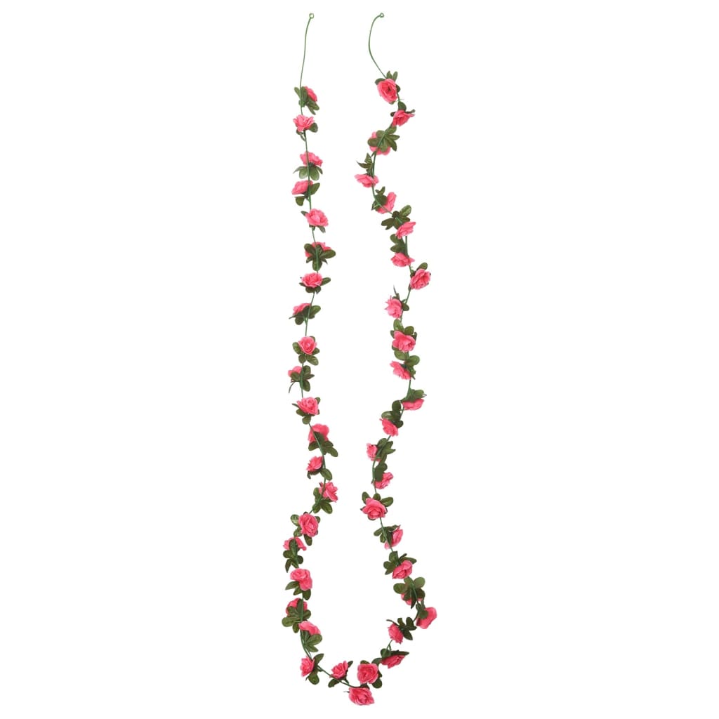 Vidaxl Weihnachtsgirlanden mit Blumen 6 St 240 cm Rotrosa