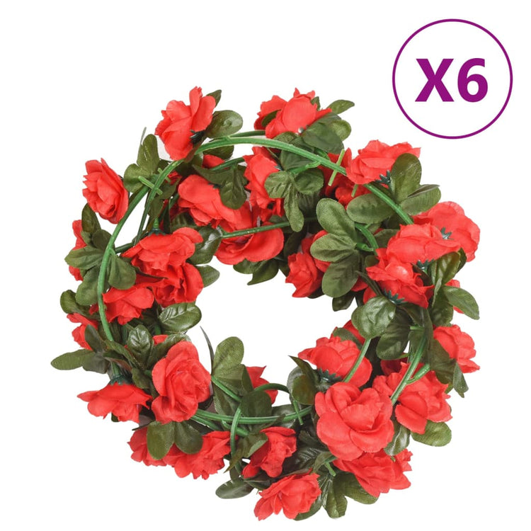 Vidaxl Weihnachtsgirlanden mit Blumen 6 St 240 cm rot