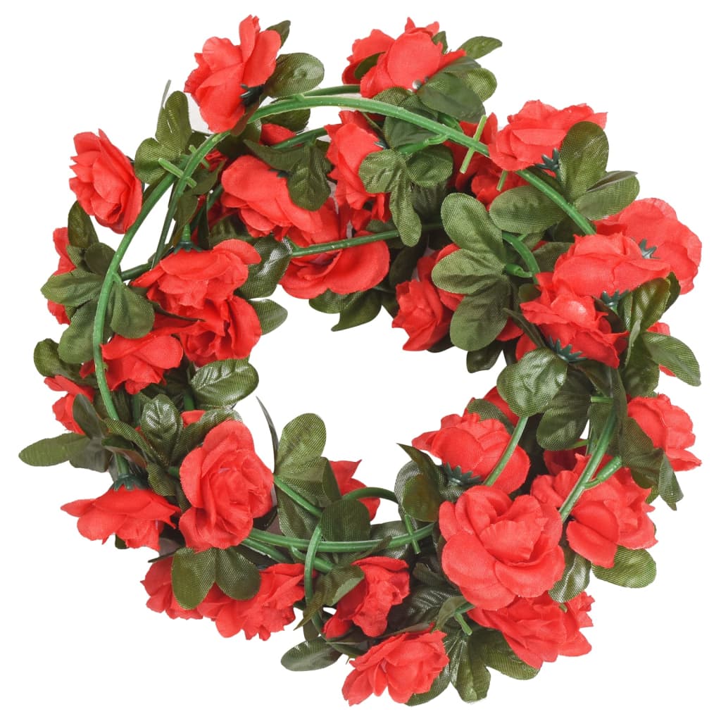 Vidaxl Weihnachtsgirlanden mit Blumen 6 St 240 cm rot