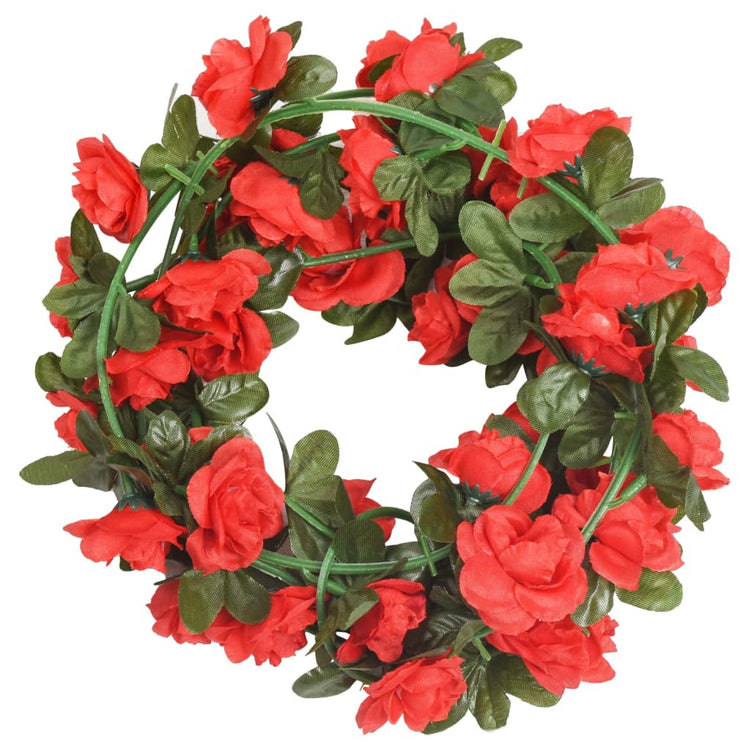 Vidaxl Weihnachtsgirlanden mit Blumen 6 St 240 cm rot