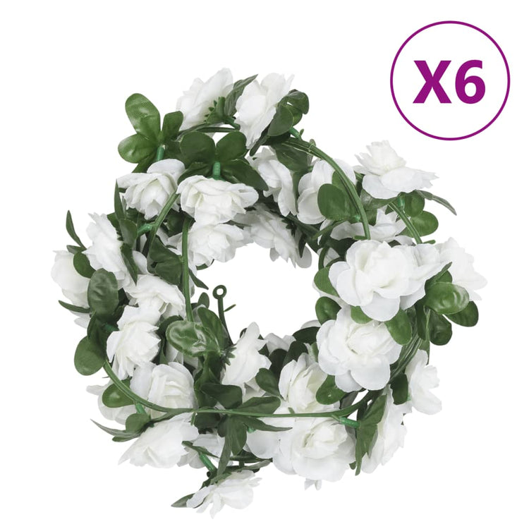 Vidaxl Weihnachtsgirlanden mit Blumen 6 St 240 cm Weiß