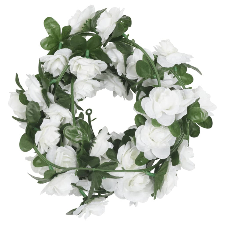Vidaxl Weihnachtsgirlanden mit Blumen 6 St 240 cm Weiß