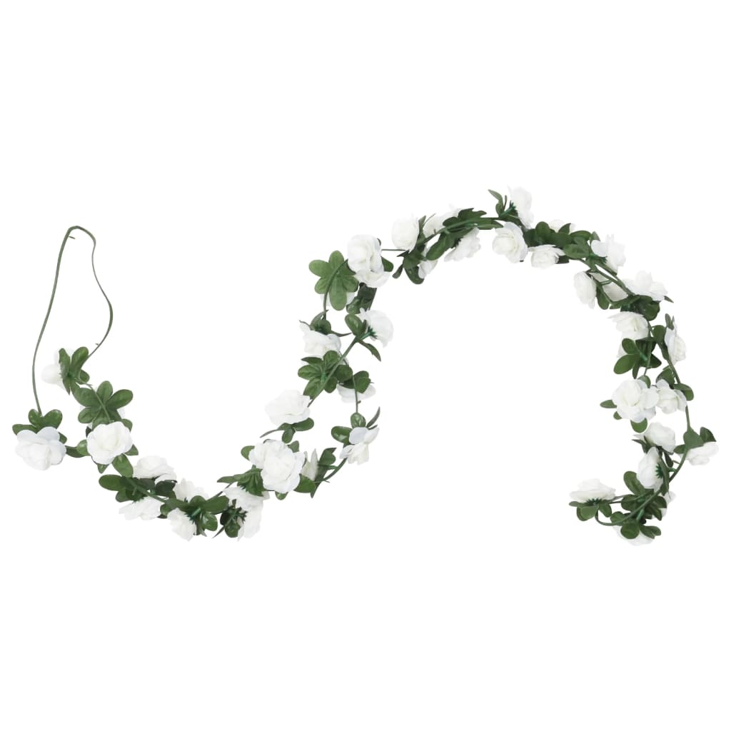 Vidaxl Weihnachtsgirlanden mit Blumen 6 St 240 cm Weiß
