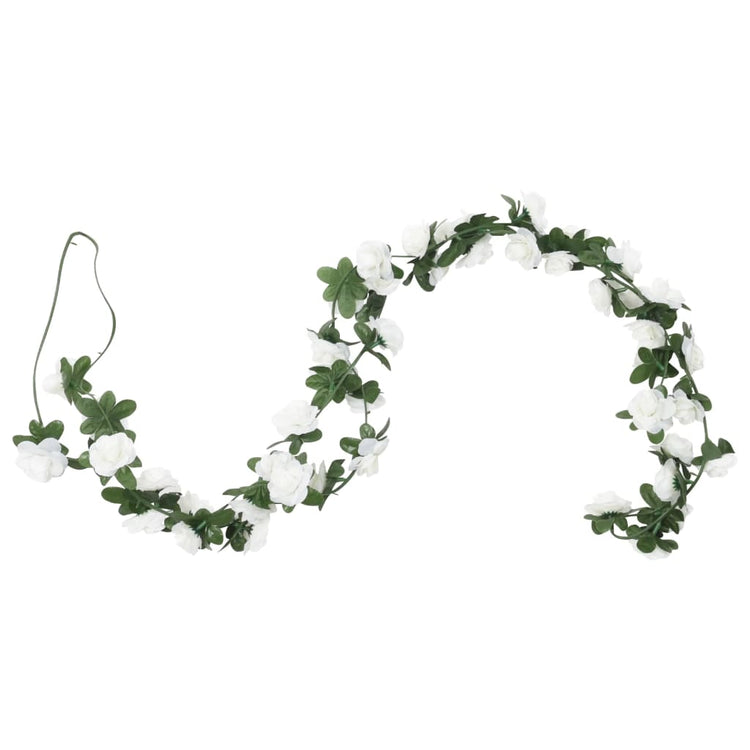 Vidaxl Weihnachtsgirlanden mit Blumen 6 St 240 cm Weiß