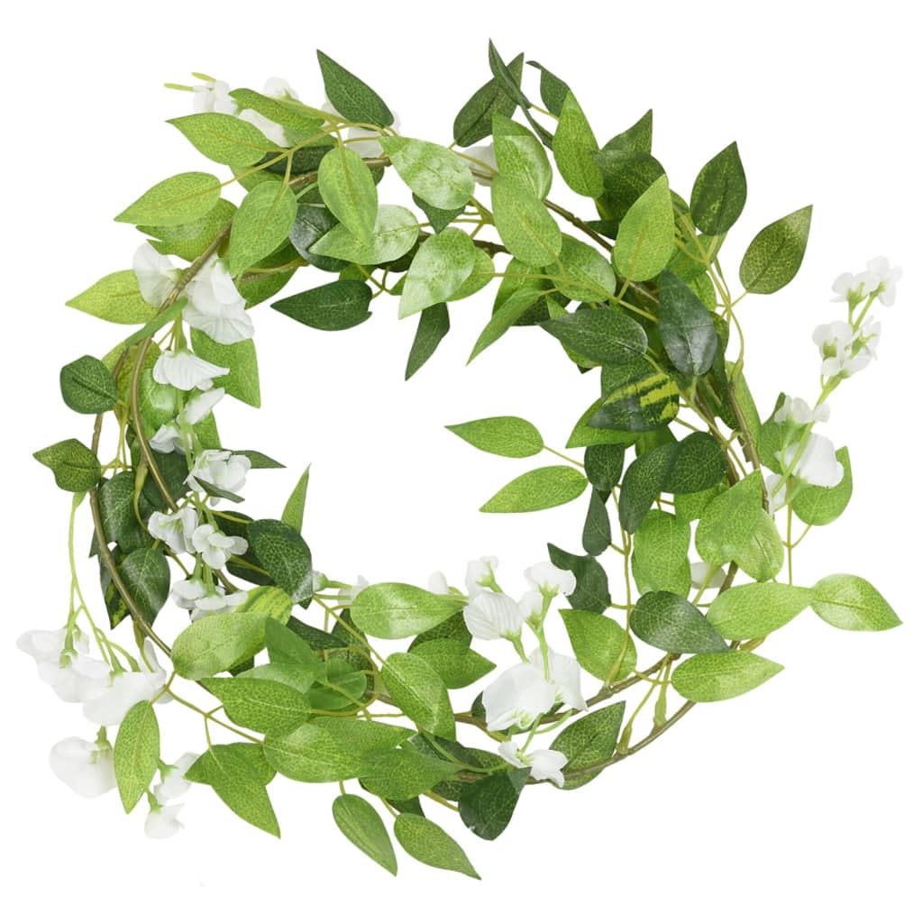 Vidaxl Weihnachtsgirlanden mit Blumen 6 St 200 cm Weiß