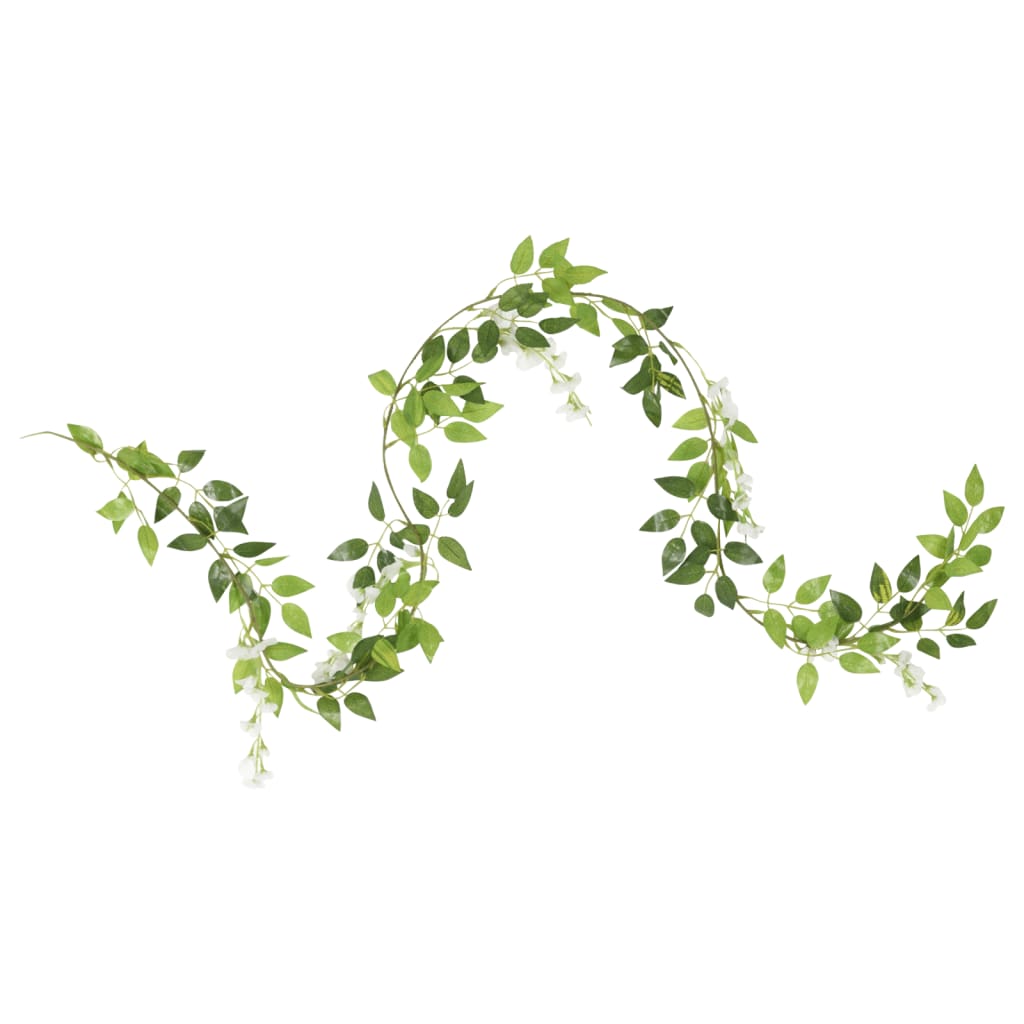 Vidaxl Weihnachtsgirlanden mit Blumen 6 St 200 cm Weiß