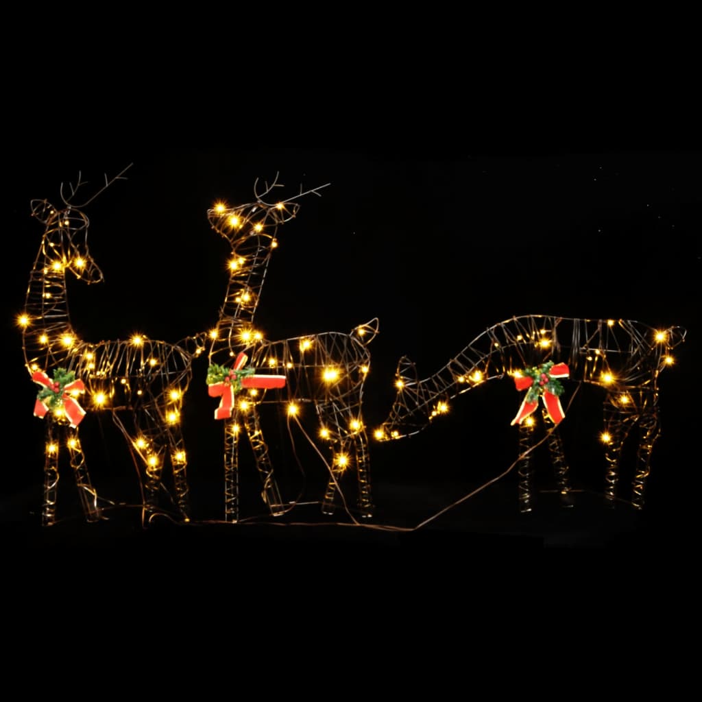 Vidaxl Weihnachtsdekorationen Rentierfamilie 2 St 180 Leds Rattan warmes Weiß