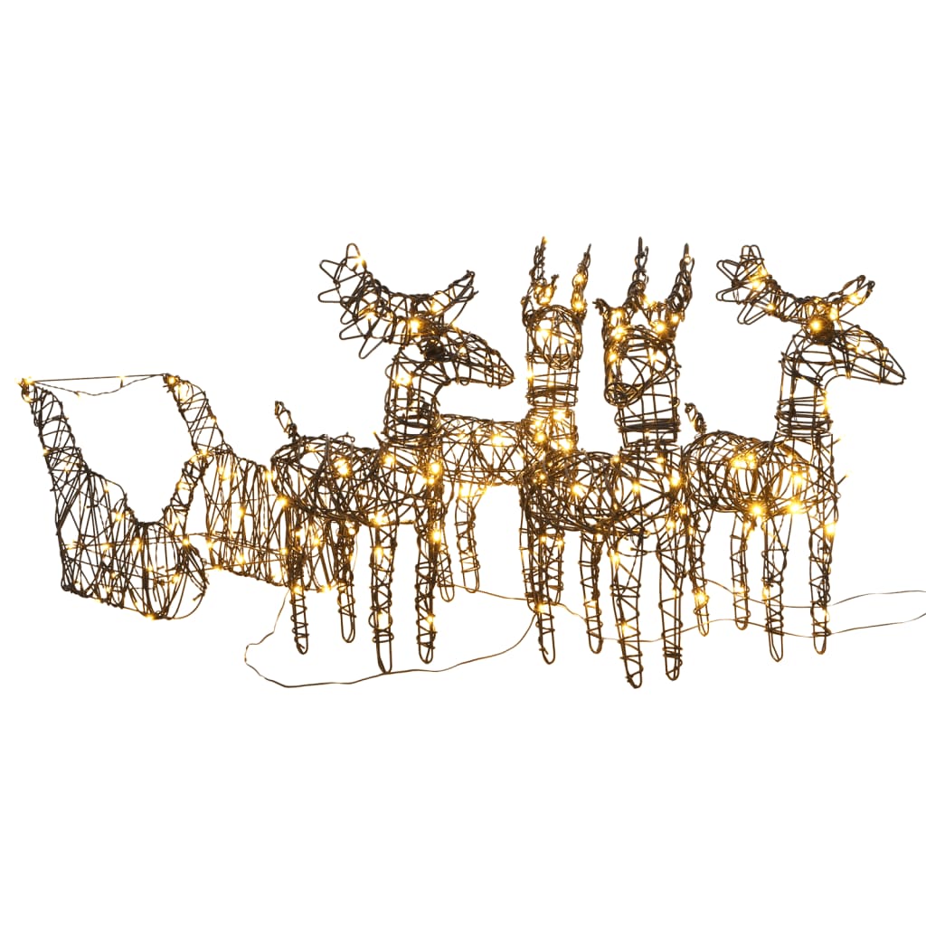 Vidaxl Weihnachtsdekorationen Rentiere und Schlitten 240 LEDs Rattan warmes Weiß
