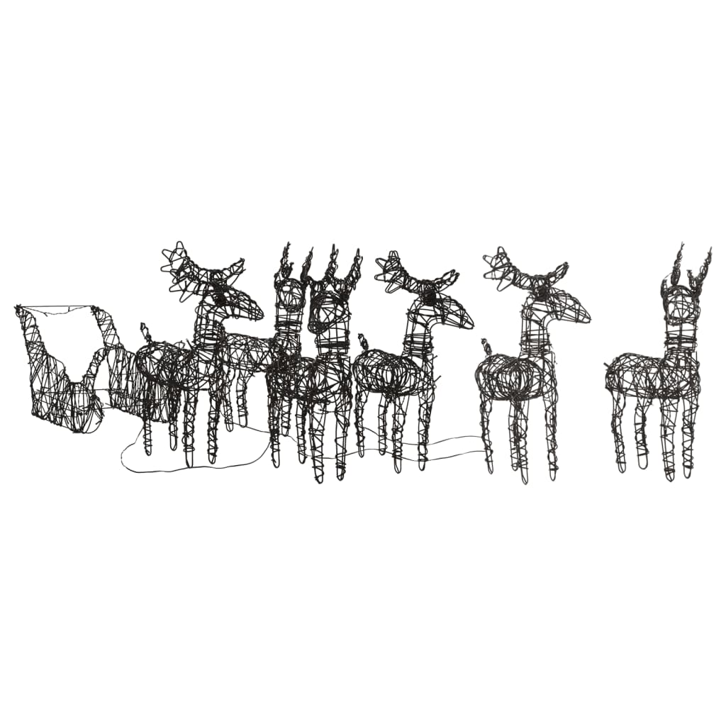 Vidaxl Weihnachtsdekorationen Rentiere und Schlitten 320 LEDs Rattan warmes Weiß