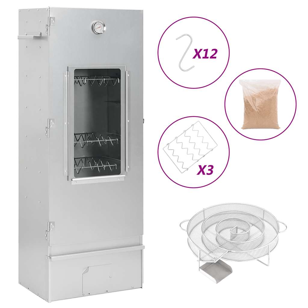 Vidaxl BBQ Smoker mit Kaltrauchgenerator aus verzinktem Stahl