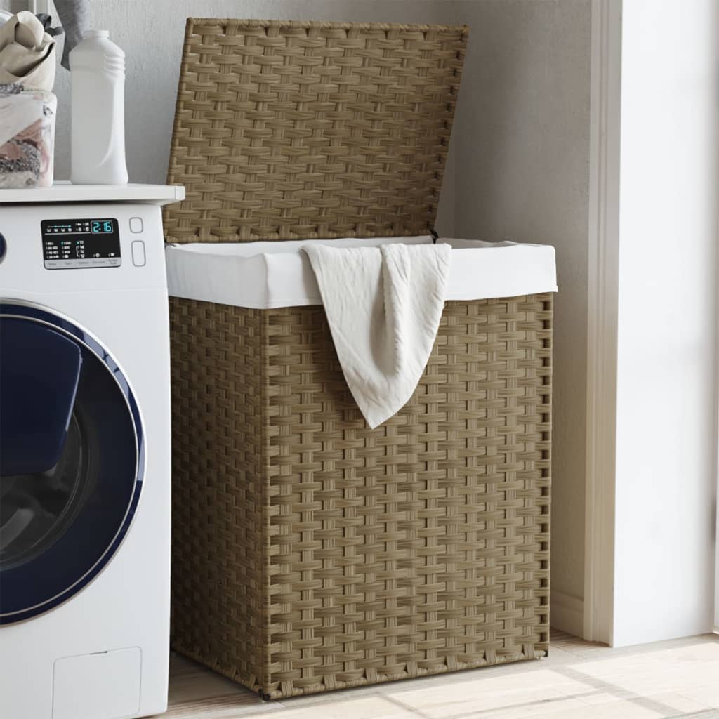 Vidaxl -Waschkorb mit Deckel 46x33x60 cm Poly Rattan