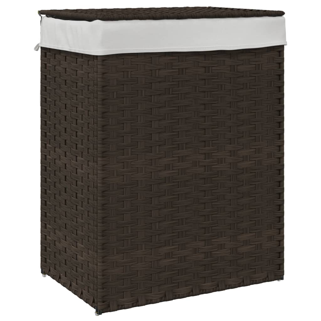 Vidaxl Waschkorb mit Deckel 46x33x60 cm Poly Rattan Dunkelbraun