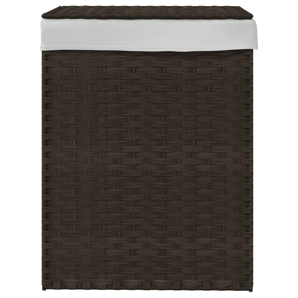 Vidaxl Waschkorb mit Deckel 46x33x60 cm Poly Rattan Dunkelbraun
