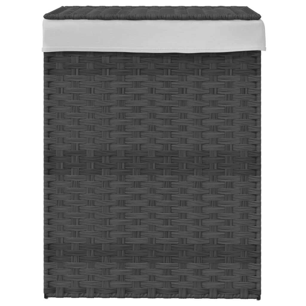 Vidaxl -Waschkorb mit Deckel 46x33x60 cm Poly Rattan Grey