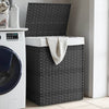 Vidaxl -Waschkorb mit Deckel 46x33x60 cm Poly Rattan Grey