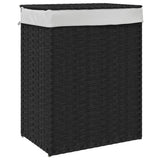 Vidaxl Waschkorb mit Deckel 46x33x60 cm Poly Rattan Schwarz - afbeelding 2