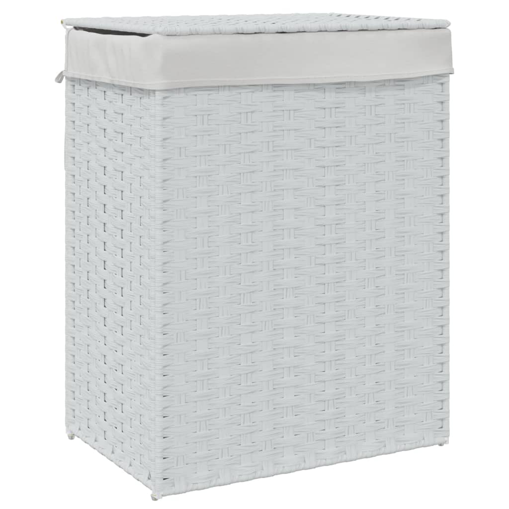 Vidaxl Waschkorb mit Deckel 46x33x60 cm Poly Rattan Weiß